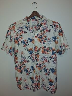 Goodfellow & Co White Short-Sleeve Floral Button-Up Shirt